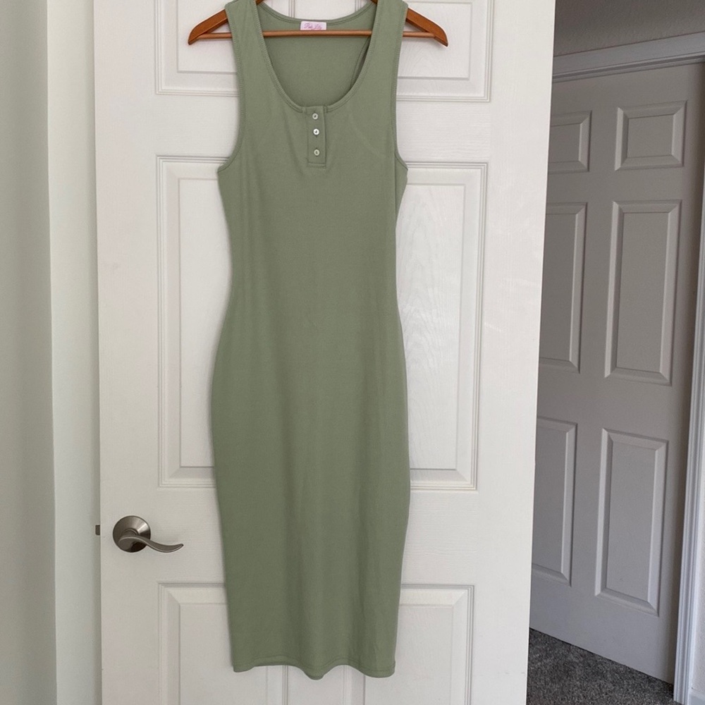 Pink Lily Midi Ribbed Tank Dress